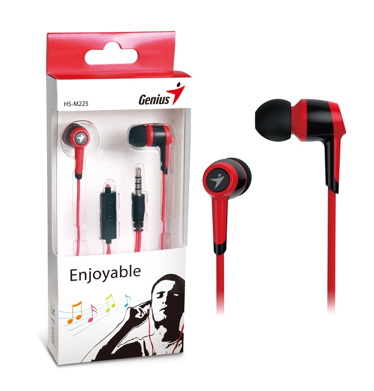 Genius HS-M225 In-Ear Headphones with Mic, Red
